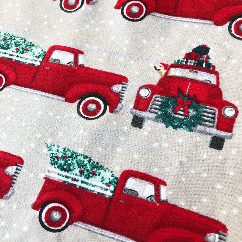 Swaddle/Receiving Blanket Red Truck Christmas Tree on tan Etsy