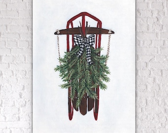 Vintage Wood Sled / Old snow sled - SARA BAKER - Unframed Paper Print 11x14 inches