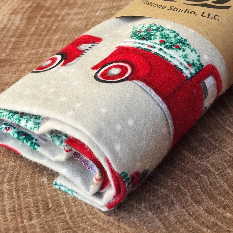 Swaddle/Receiving Blanket Red Truck Christmas Tree on tan Etsy