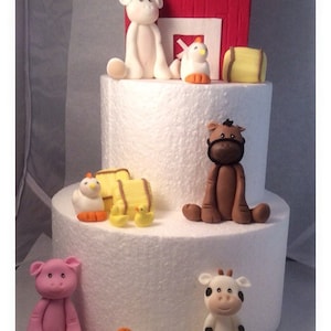 Fondant  Farm Animal & Barn Cake Toppers
