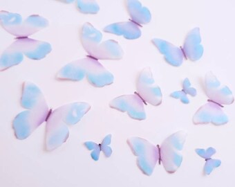 Edible Butterfly  in Blue and Lilac, Toppers, 1 DOZEN, edible paper, baby shower, 1st birthday, spring, princess