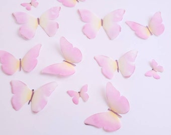Pink Edible Wafer Paper Butterflies, Cupcake Toppers (2 Dozen)