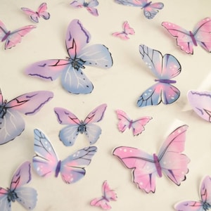 24 Edible Butterfly  in Purple, Pink Blue and Lilac, Toppers, 2 DOZEN, edible paper, baby shower, 1st birthday, spring, princess