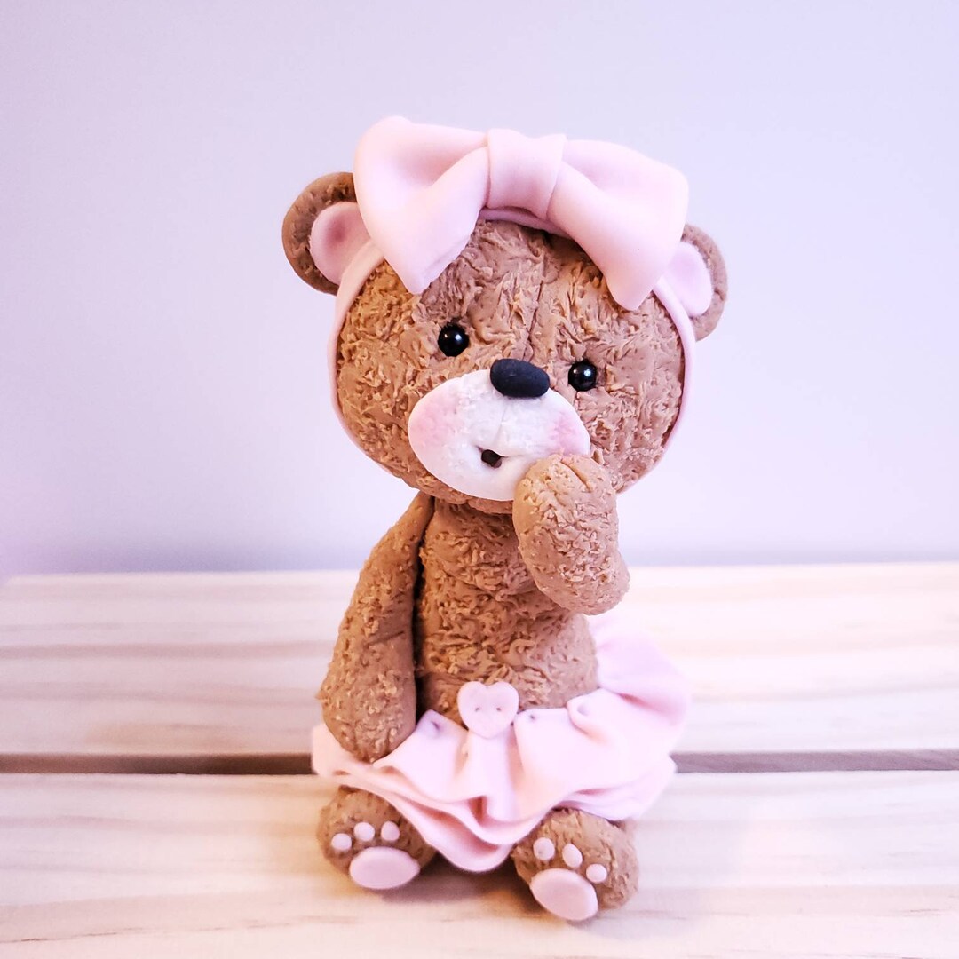 Fondant Bear With Bow Abd Tutu Cake Topper - Etsy