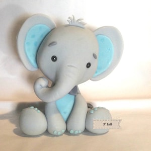 Fondant Elephant Cake Topper, cake topper, fondant topper, birthday, baby shower, gift, elephant, blue, boy, baby