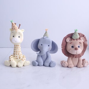 Fondant Jungle Animal Toppers: Elephant, Giraffe, Lion