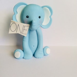 Fondant Elephant Cake Topper 4&quot; tall BLUE