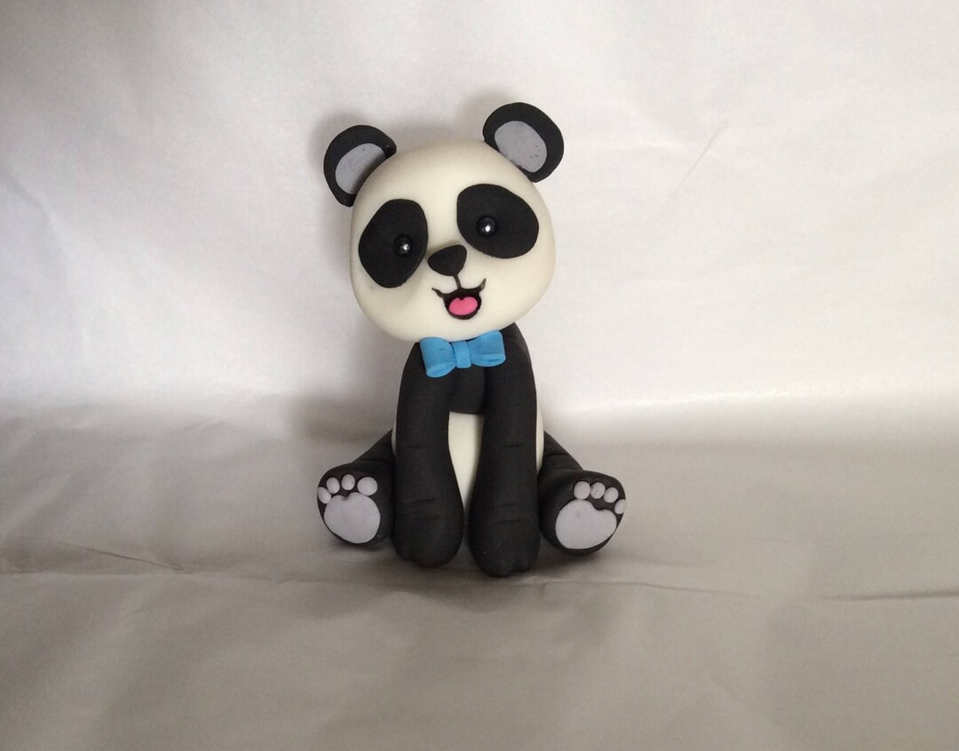 Fondant Panda Bear Blue Tie - Etsy