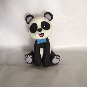 Fondant Panda Bear blue tie