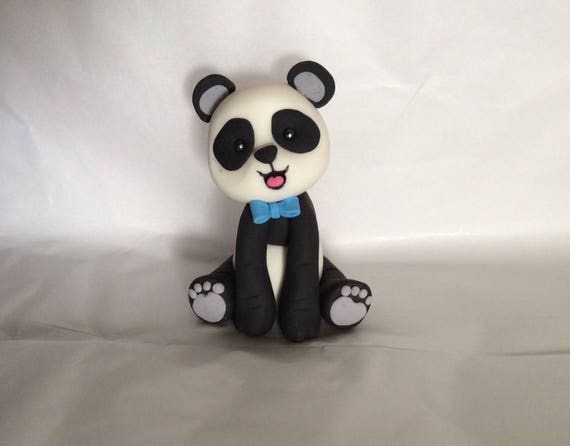 Fondant Panda Bear Blue Tie | Etsy