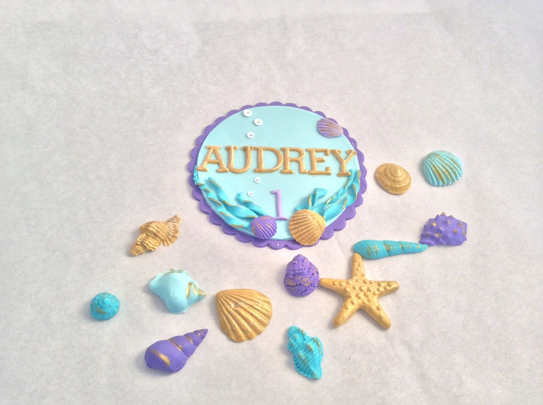 Fondant Name Plaque & Seashells - Etsy