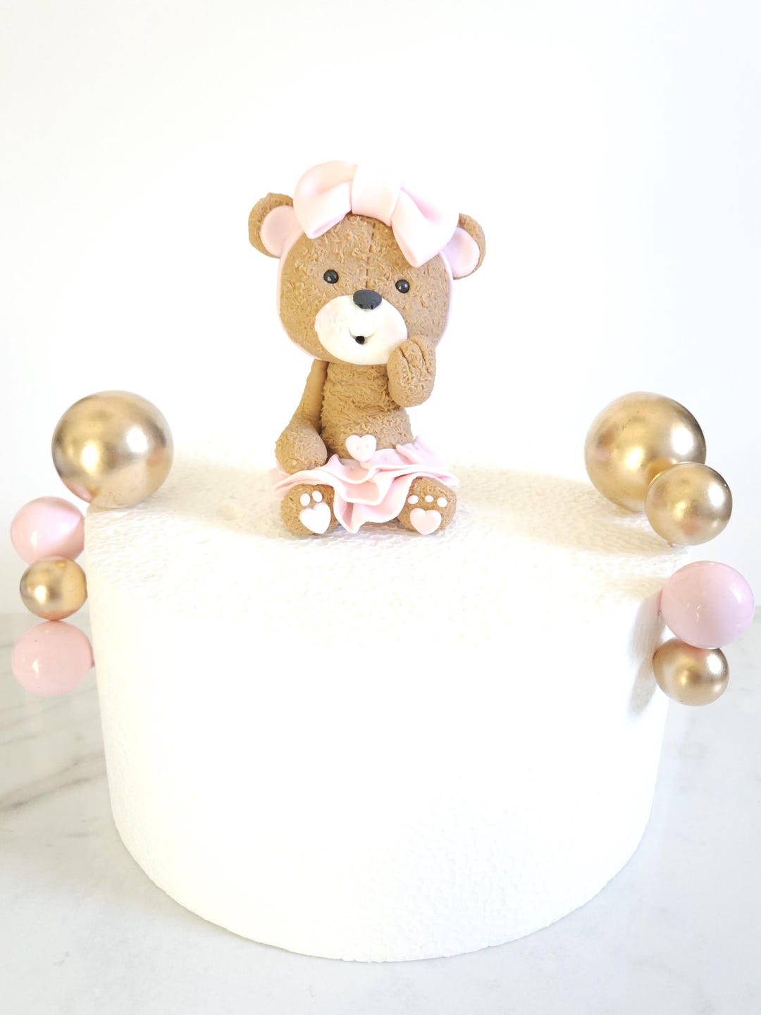 Fondant Bear With Pink Bow and Tutu Cake Topper - Etsy