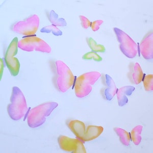 Edible Butterflies, colorful rainbow cake Toppers, 1 DOZEN, edible paper, baby shower, 1st birthday, spring, princess