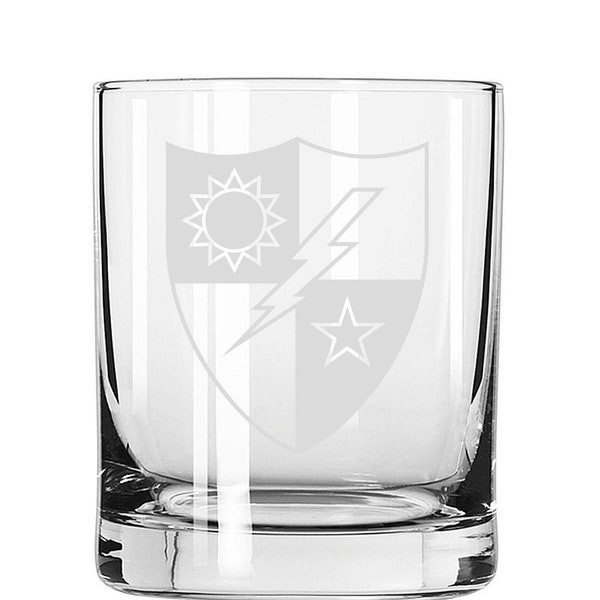 US Army - 75th Ranger Regiment DUI Shoulder Sleeve Patch Etched Whiskey Glass 8 ounce