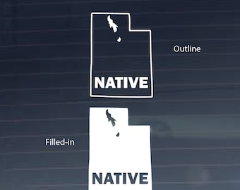 Utah Native State Shape Vinyl Decal (Many colors and sizes available - Outline or Filled-in)