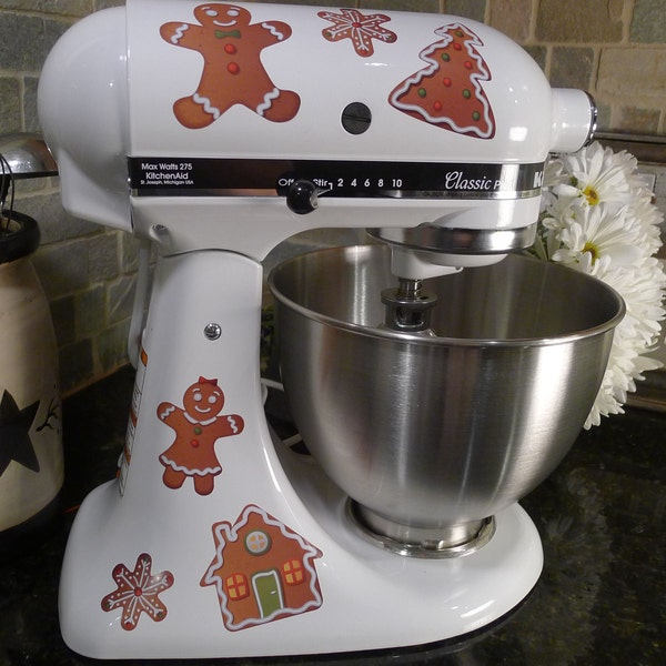 Gingerbread Men Cookie Assortment Christmas Holiday Kitchenaid Decal Kit Mixer Machine Art Wrap