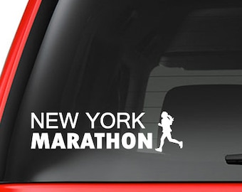 New York City Marathon Runner Girl Decal Sticker - Vinyl Decal for Car, Macbook, or Other Laptop (Many colors and sizes available)