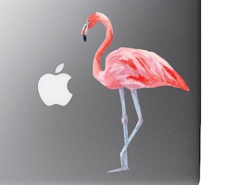水彩画のピンクのフラミンゴ フルカラー - ノートパソコン、窓、ガラス、車用ビニールデカールステッカー