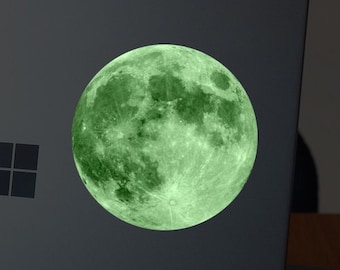 The Moon Glow In the Dark Full Color - Vinyl Decal for Car, Macbook, or Other Laptop (Many sizes available)