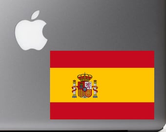 Kingdom of Spain Country Pride Flag Full Color - Vinyl Decal for Macbook Laptop Tattoo Glitter Love Sticker Window Car