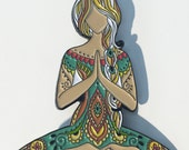 Yoga Girl Art Design Full Color Enamel Pin Namaste Lotus