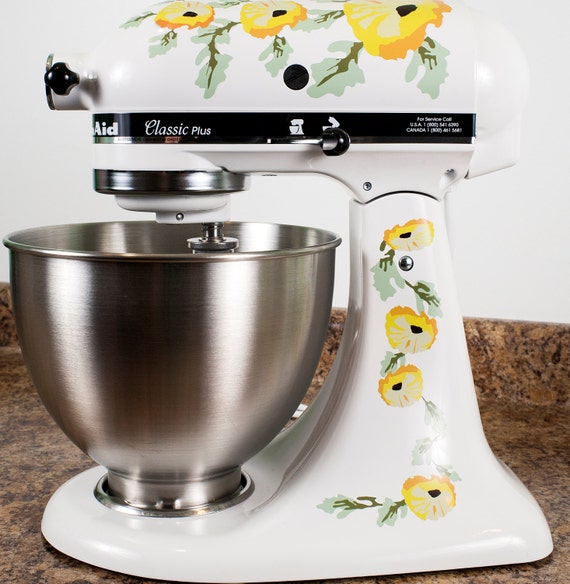 Yellow Poppy Flowers Watercolor Kitchenaid Mixer Mixing Machine