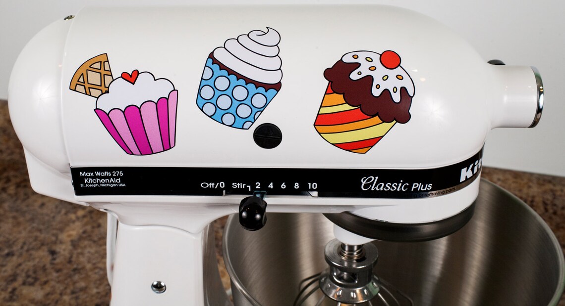 Colorful Cupcakes Kitchenaid Mixer Mixing Machine Decal Art Etsy