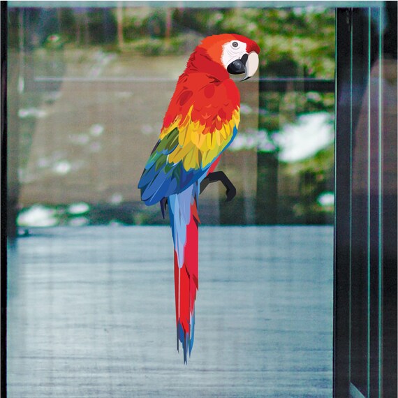 Watercolor Painted Hyacinth Macaw Full Color Window Cling - Main Image