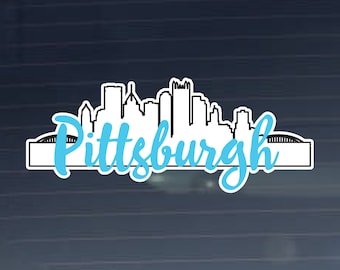 Pittsburgh Pennsylvania Skyline Decal Full Color - Vinyl Sticker Decal for cars, laptops, tablets, water bottles and more