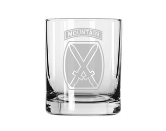 US Army - 10th Mountain Division Shoulder Sleeve Patch Etched Rocks Glass