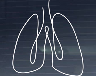 One Line Lungs Vinyl Decal for Cars, Laptops, Glass, and more (Many Colors and Sizes Available)