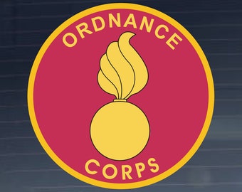 US Army Division - Ordnance Corps Plaque Full Color Vinyl Decal Indoor Outdoor Vinyl Decal - Multiple Sizes