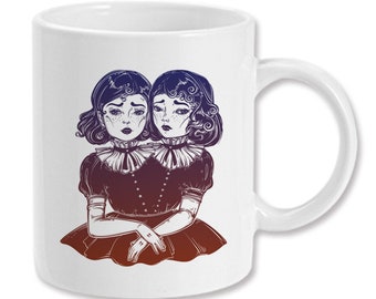 Creepy Conjoined Twins 11 onzas taza de café de cerámica taza de té