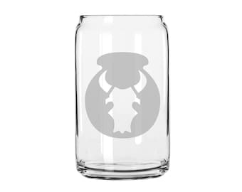 US Army - 34th Red Bull Infantry Division SSI Shoulder Sleeve Patch - 16 Ounce Etched Can Glass Cup