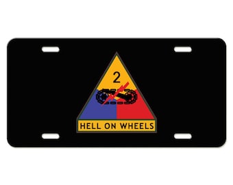 US Army - 2nd Armored Division SSI - Aluminum License Plate