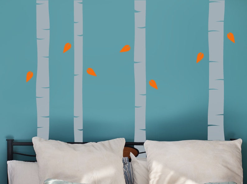 Beautiful Birch Trees with Leaves Vinyl Wall Decal Pack
