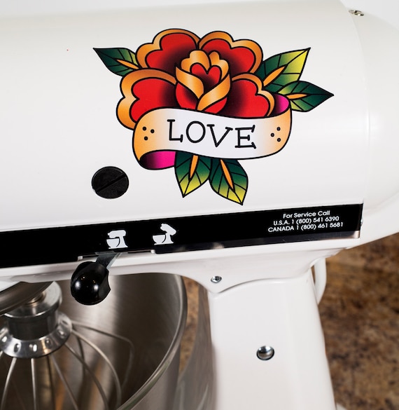 Love Bird Tattoo Art Style Kitchenaid Mixer Mixing Machine Decal Art Wrap 