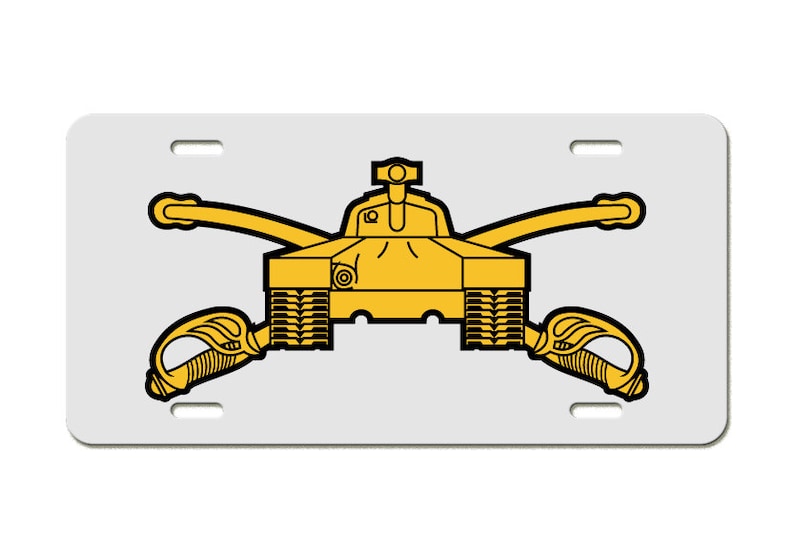 US Army Division Armor Branch Emblem Aluminum License Plate