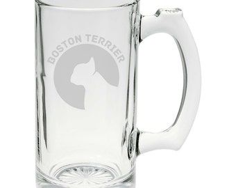 Boston Terrier Dog Breed Pride Main Gravé Tasse 16 onces Beer Stein Glass Cup
