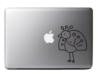 Kids Animal Doodles Peacock Vinyl Decal for Cars, Laptops, Glass, and more (Many Colors and Sizes Available)