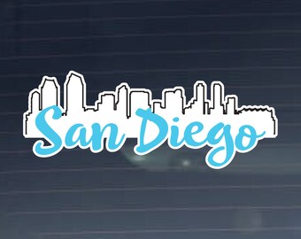 San Diego California Skyline Decal Full Color - Vinyl Sticker Decal for cars, laptops, tablets, water bottles and more