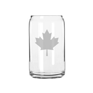 Canadian Pride Ahorn Blatt Hand geätzt 16 oz Glas Dose Tasse