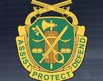 US Army Division -Military Police Corps Insignia Full Color Vinyl Decal Indoor Outdoor Vinyl Decal - Multiple Sizes