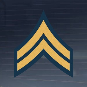 アメリカ陸軍師団 - アメリカ陸軍階級伍長 E-4 反射屋内屋外ビニールデカール - 複数のサイズあり