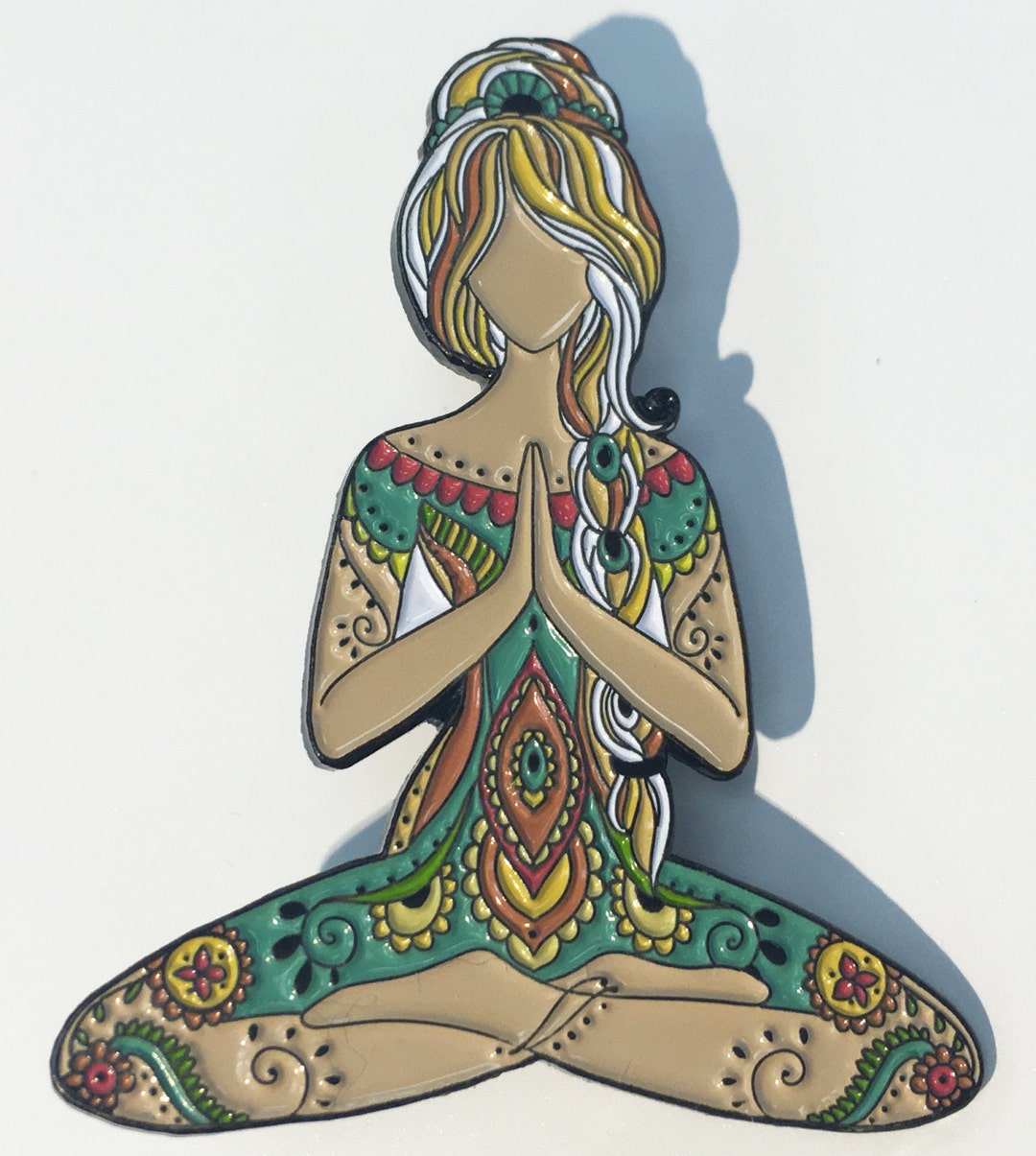 Yoga Girl Art Design Full Color Enamel Pin Namaste Lotusbrooch Etsy