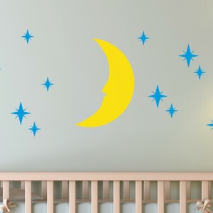 Gorgeous Night-time Moon and Stars Vinyl Wall Decal Set - Etsy