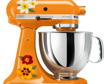 Pretty Lily and Garden Flower Kitchenaid Mixer Mixing Machine Decal Art Set