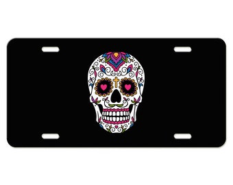 Sugar Skull - Aluminum License Plate