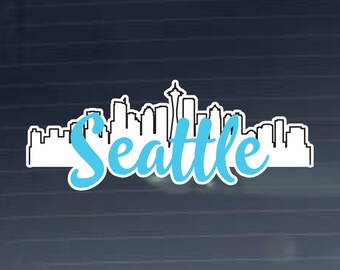 Seattle Washington Skyline Decal Full Color - Vinyl Sticker Decal for cars, laptops, tablets, water bottles and more