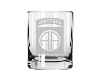 US Army - 82nd Airborne Division SSI Shoulder Sleeve Patch Etched Rocks Glass